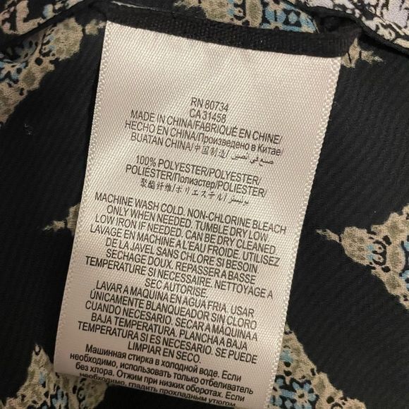 BCBG Donella Black Abstract Long Sleeve Black Blouse Women’s Size XXS - Picture 5 of 6